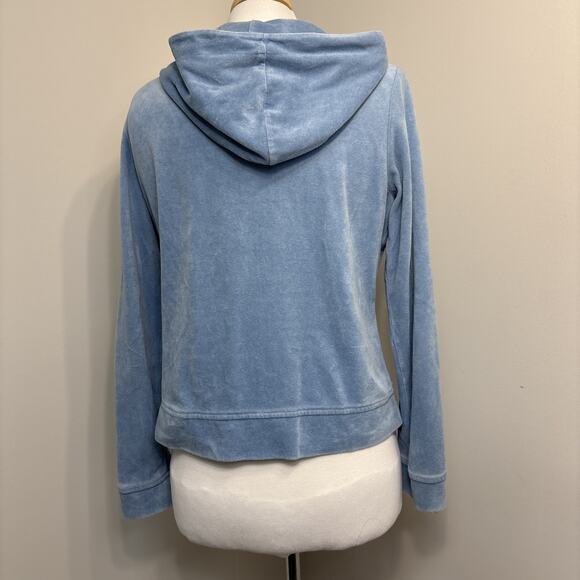Baby Blue Velour Y2K Style Zip Hoodie Softcore Juicy Style Tracksuit Top Lg - Picture 5 of 13